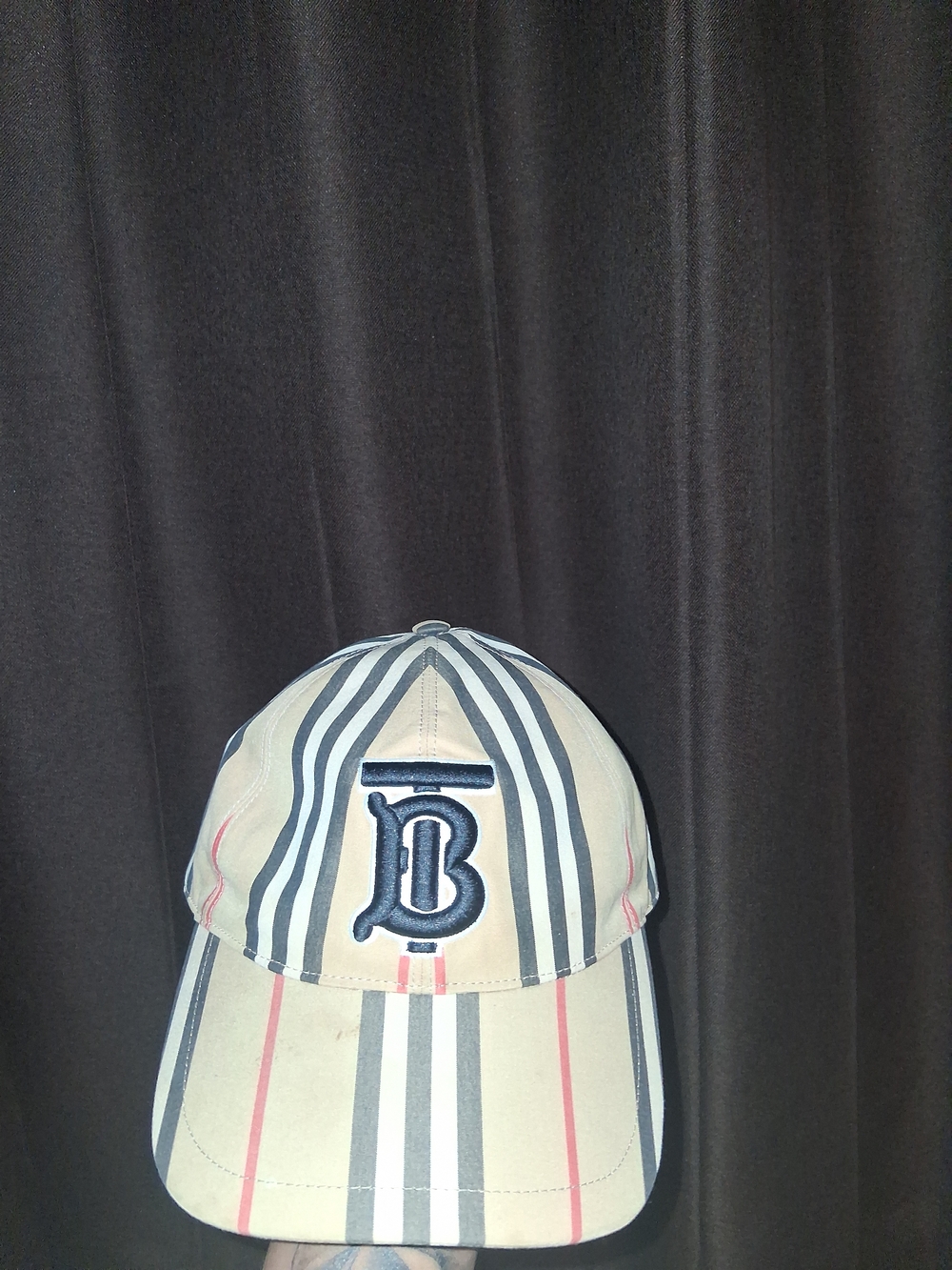 Burberry Striped Baseball Cap with Black Interior